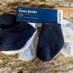Old Navy Baby Crew Socks - Dark Blue, Gray and White 6 Pack